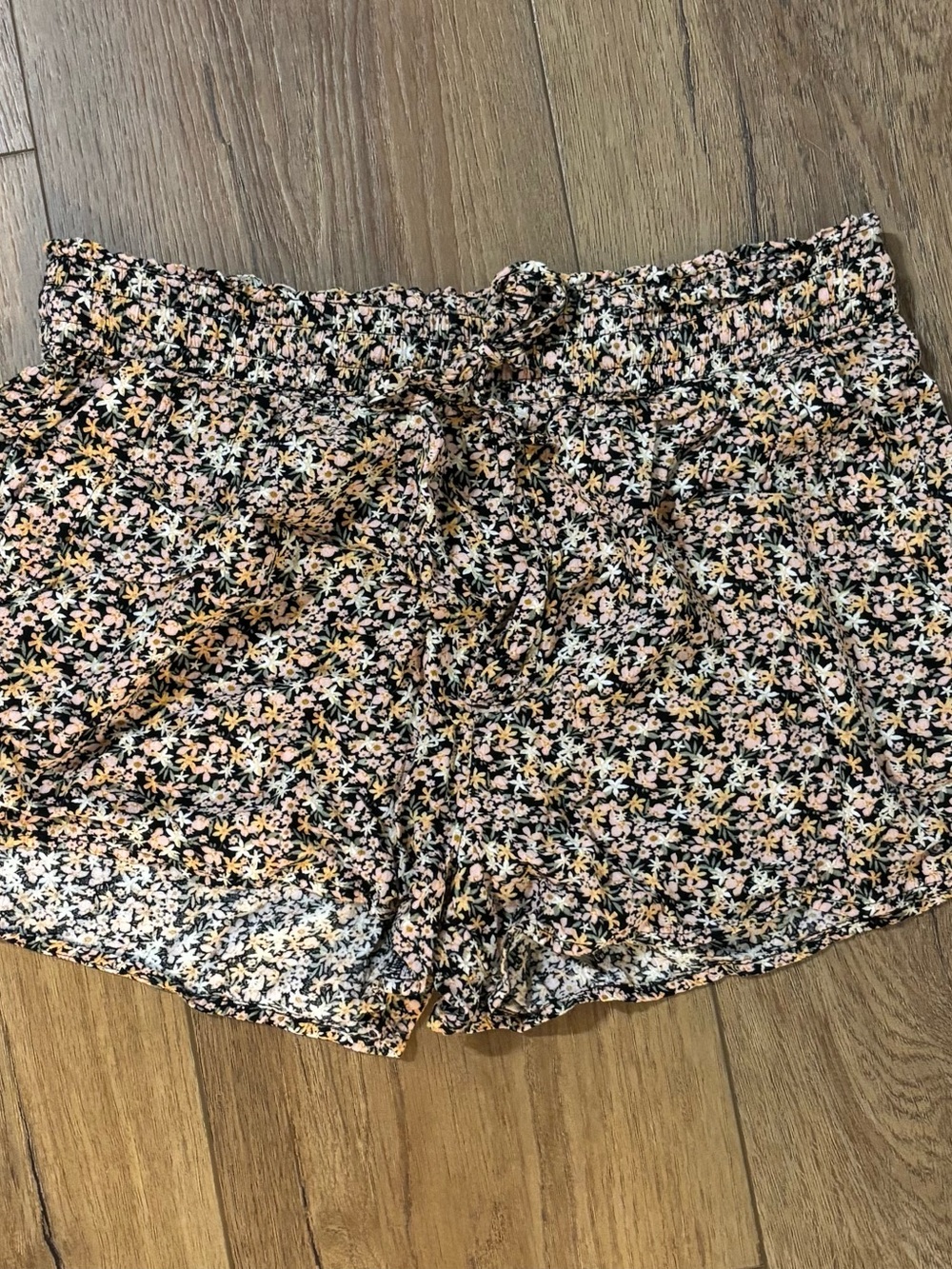 Women's Black Floral Drawstring Shorts